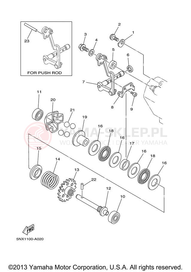 Schemat "Dźwignia zmiany biegów" do Yamaha YZ250 YZ250X