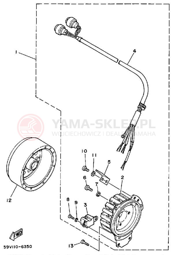 Schemat "prądnica" do Yamaha MOTO-4 YFM225T