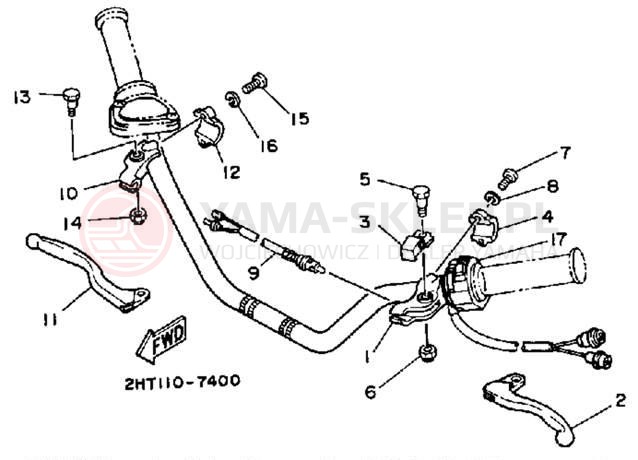 Schemat "Kierownica i osprzęt" do Yamaha MOTO-4 YFM350ERW