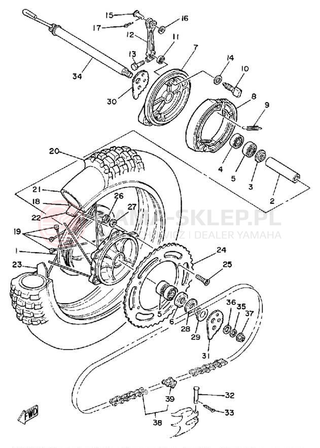Schemat "Koło tył" do Yamaha IT250H