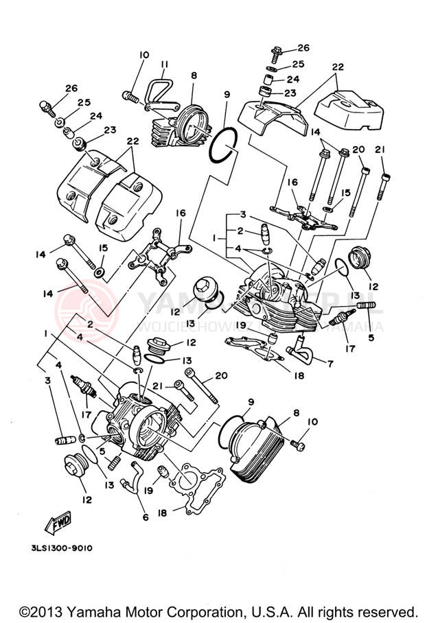 Schemat "głowica" do Yamaha V STAR 250 XV250XR/XV250XCR