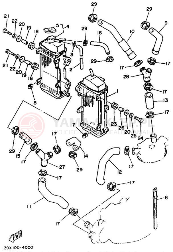 Schemat "Układ chlodzenia" do Yamaha YZ250L