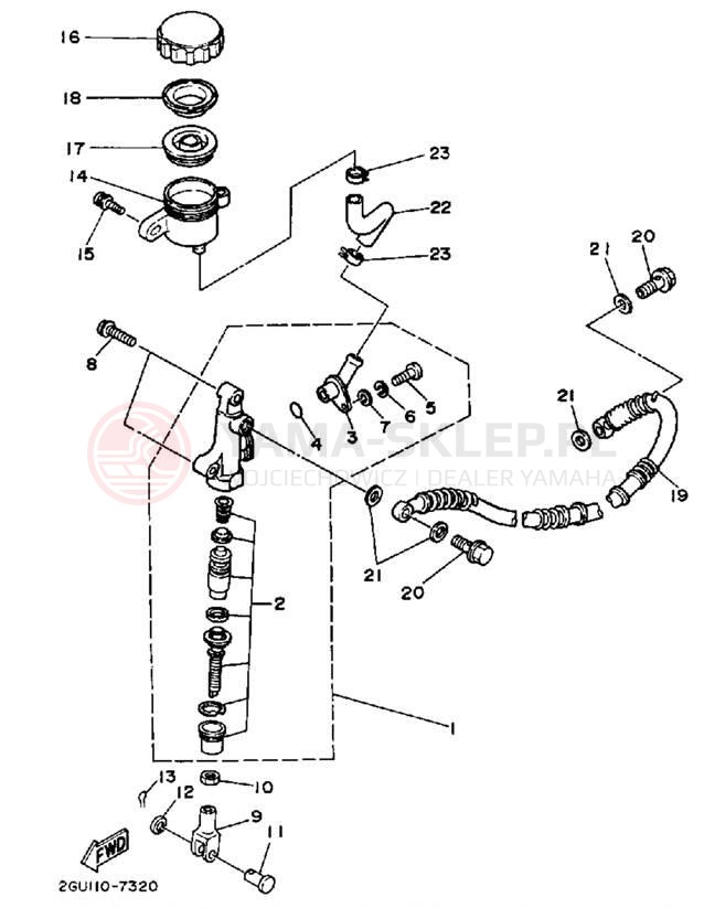 Schemat "Pompa hamulcowa tył" do Yamaha BANSHEE YFZ350U