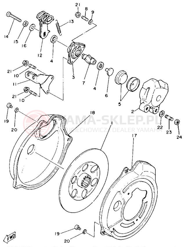 Schemat "hamulec" do Yamaha MOTO-4 YFM225S