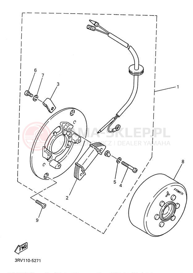 Schemat "prądnica" do Yamaha Y-ZINGER PW80H