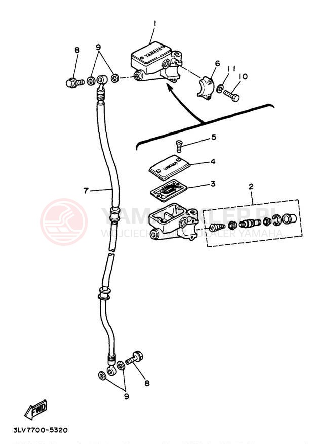 Schemat "Pompa hamulcowa przednia" do Yamaha VIRAGO 250 XV250JC/XV250J