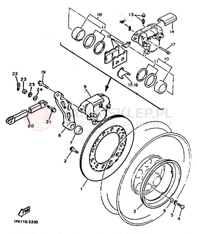 Schemat "Zacisk hamulcowy tylny" do Yamaha V-MAX 1200 VMX12D/VMX12DC