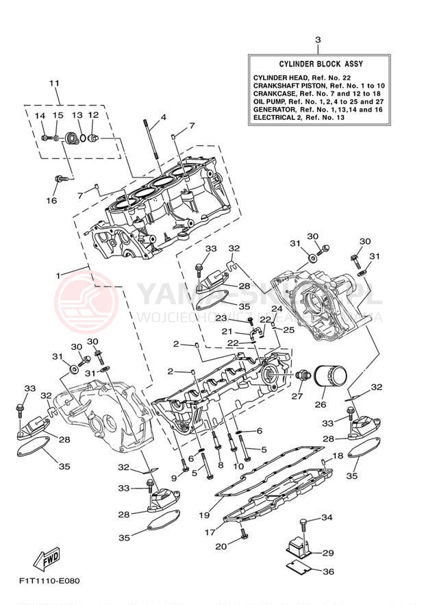 Schemat "Obudowa silnika" do Yamaha SR210 FRT1100F