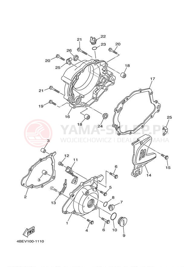 Schemat "Pokrywa silnika" do Yamaha XT225 CA XT225WC/XT225W