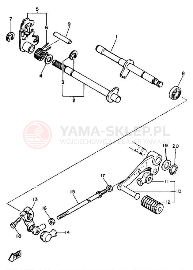 Schemat "Dźwignia zmiany biegów, wałek" do Yamaha SRX600S/SRX600SC