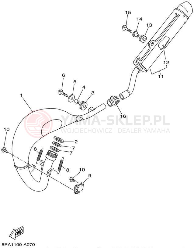Schemat "Wydech końcowy" do Yamaha YZ85 YZ85P