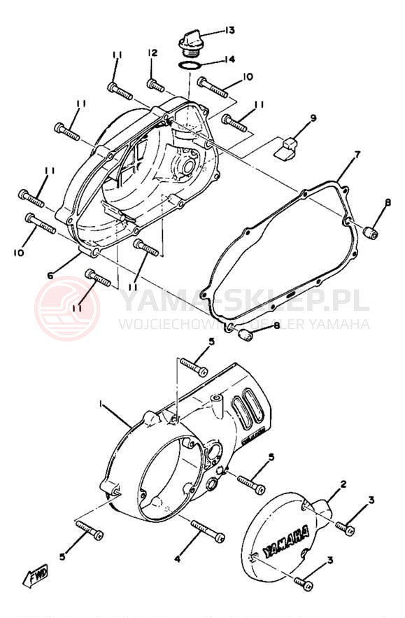 Schemat "Pokrywa silnika" do Yamaha YZ80D
