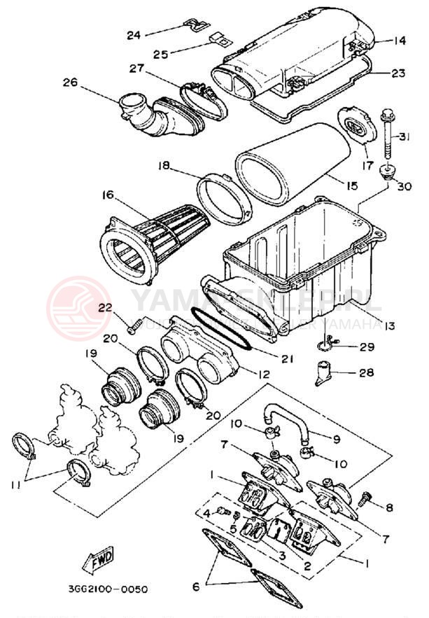 Schemat "Filtr powietrza" do Yamaha YFZ350D