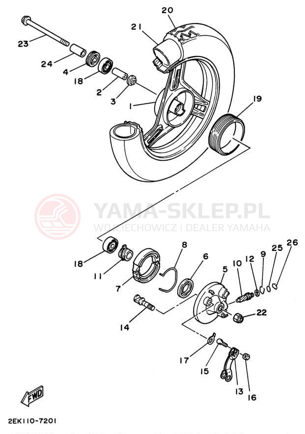 Schemat "Koło przód" do Yamaha RAZZ SH50L
