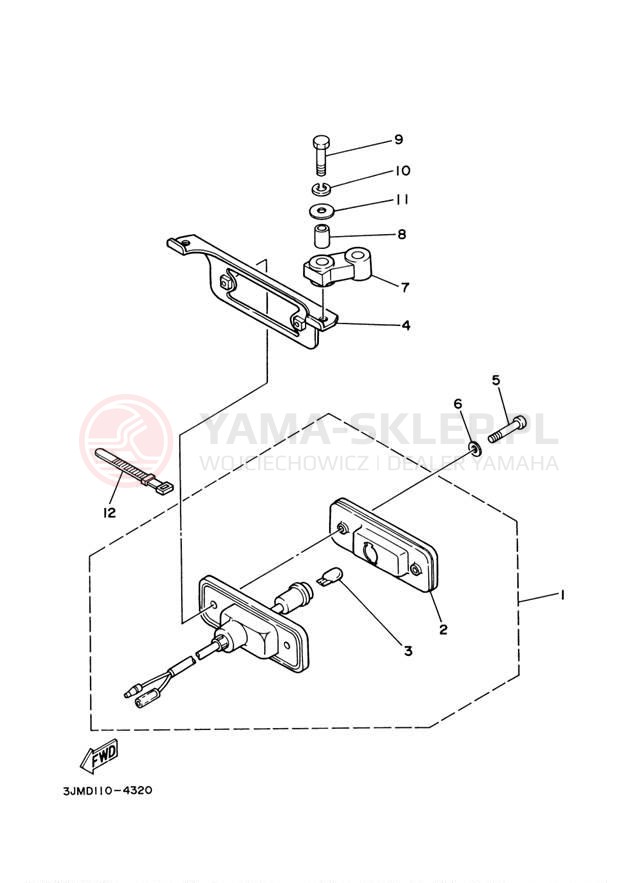 Schemat "lampa tył" do Yamaha BLASTER YFS200M