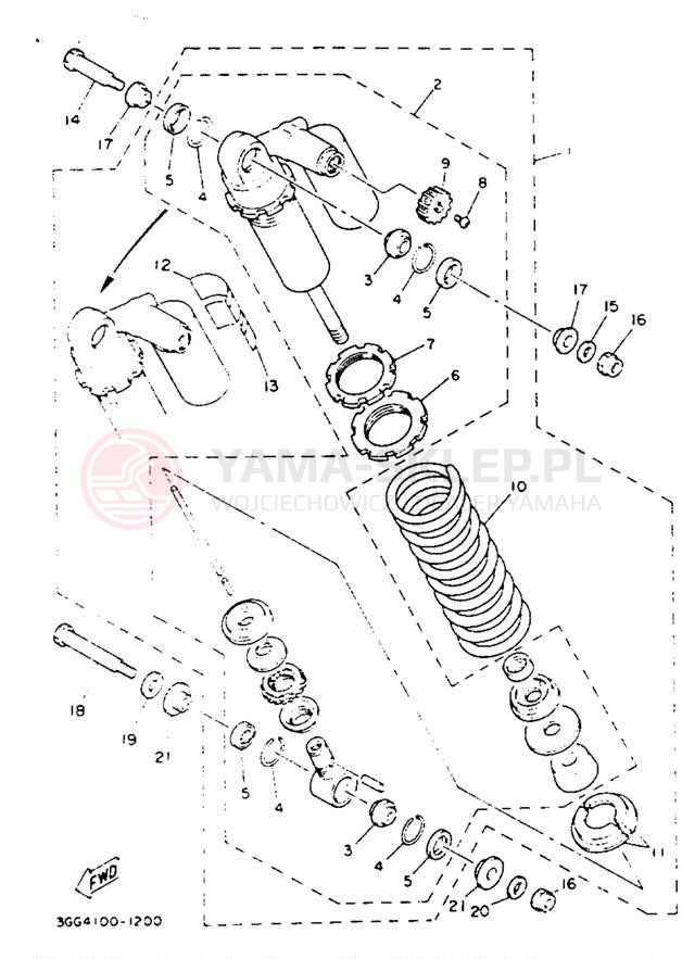 Schemat "zawieszenie tył" do Yamaha BANSHEE YFZ350E