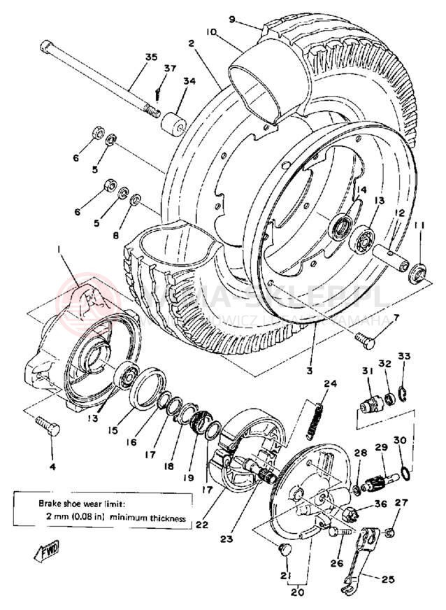 Schemat "Koło przód" do Yamaha LB80_3D