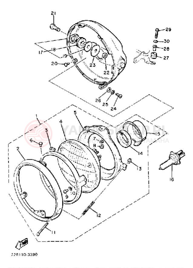 Schemat "Lampa przód" do Yamaha XJ750MK