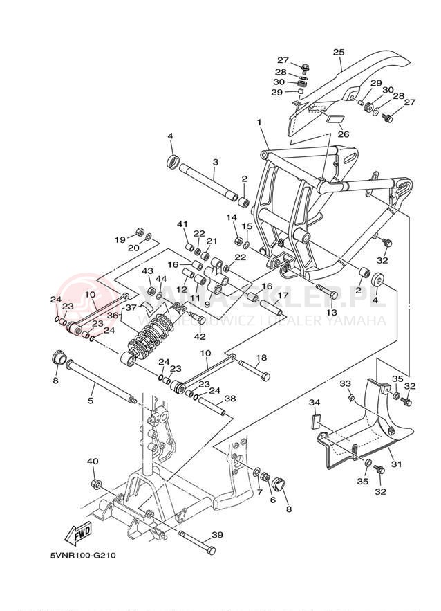 Schemat "wahacz, zawieszenie tył" do Yamaha ROAD STAR XV17AWXCL/XV17AWXL
