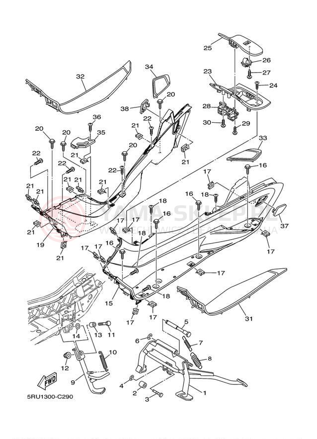 Schemat "Stopka postojowa i podnóżki" do Yamaha MAJESTY YP400BG