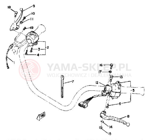 Schemat "Kierownica i osprzęt" do Yamaha XS1100SG