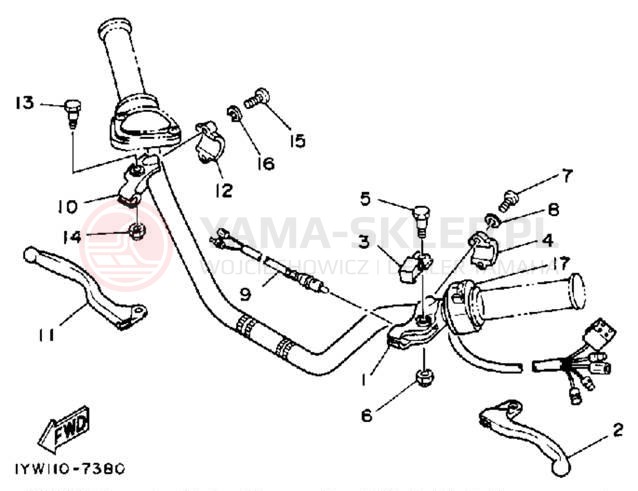 Schemat "Kierownica i osprzęt" do Yamaha YFM350ERT
