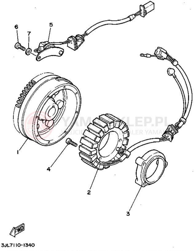 Schemat "prądnica" do Yamaha VIRAGO 750 XV750DC/XV750D