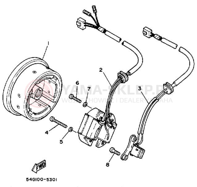 Schemat "prądnica" do Yamaha BIG WHEEL ELEC START BW200EU