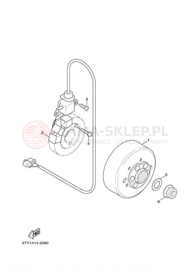 Schemat "prądnica" do Yamaha ZUMA 125 YW125BB/YW125BW