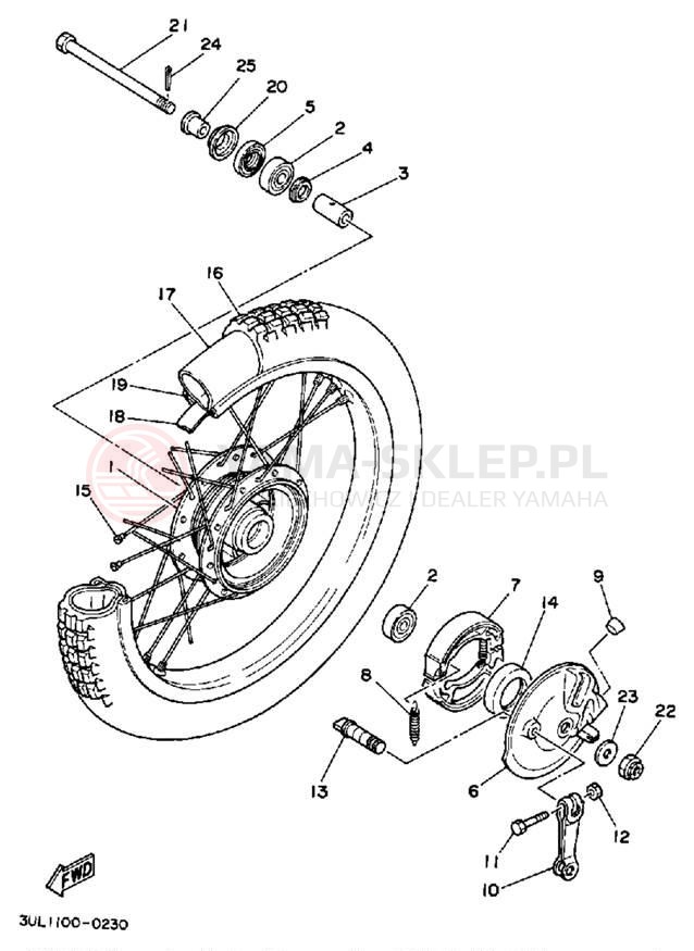 Schemat "Koło przód" do Yamaha RT100A