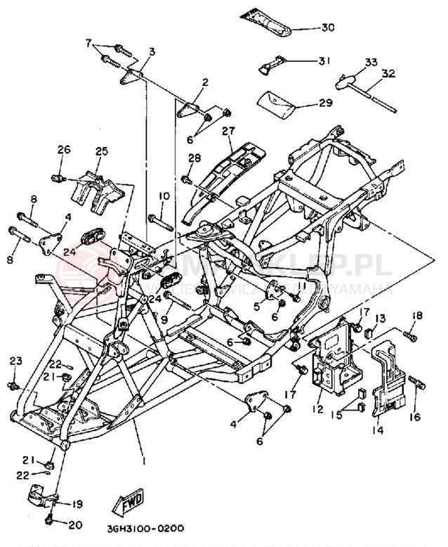 Schemat "rama" do Yamaha MOTO-4 YFM250A