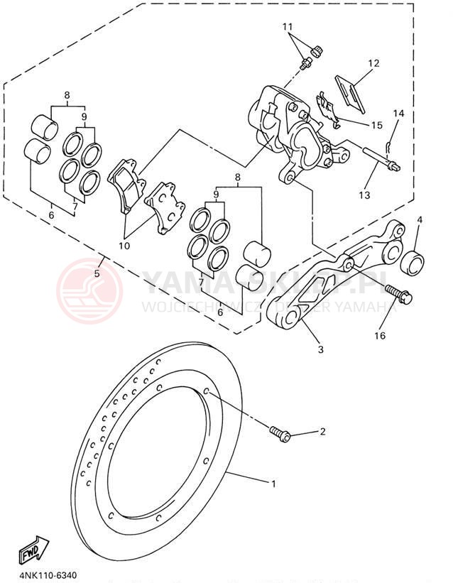 Schemat "Zacisk hamulcowy tylny" do Yamaha XVZ13LTLC/XVZ13LTL