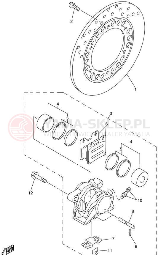 Schemat "Zacisk hamulcowy tylny" do Yamaha FZ1 FZS1000N/FZS1000NC