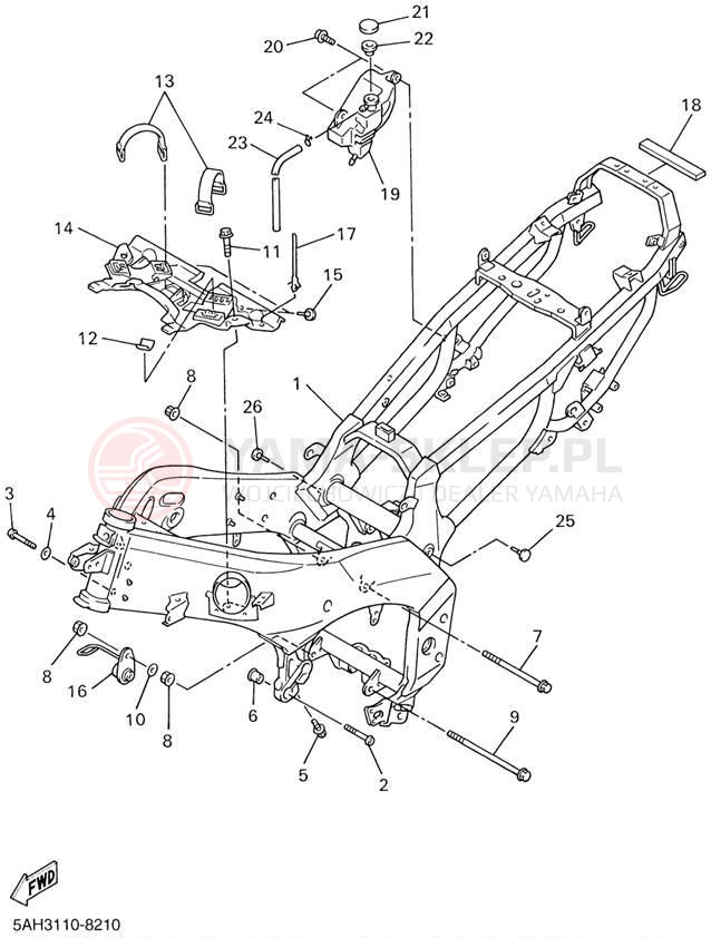Schemat "rama" do Yamaha YZF600R YZF600RPC/YZF600RP
