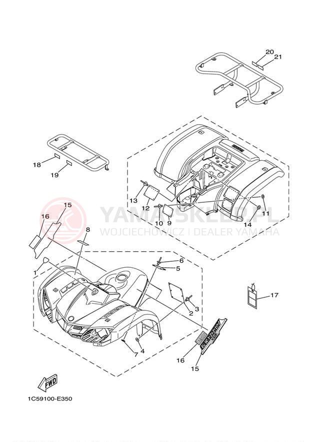 Schemat "naklejki" do Yamaha GRIZZLY 125 YFM125GV