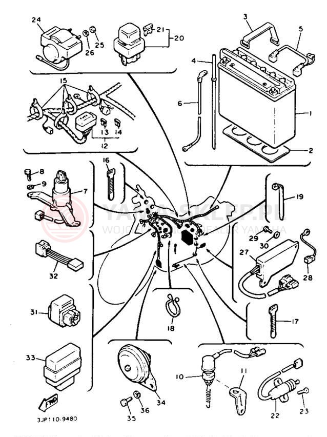 Schemat "układ elektryczny" do Yamaha V-MAX 1200 VMX12B/VMX12BC