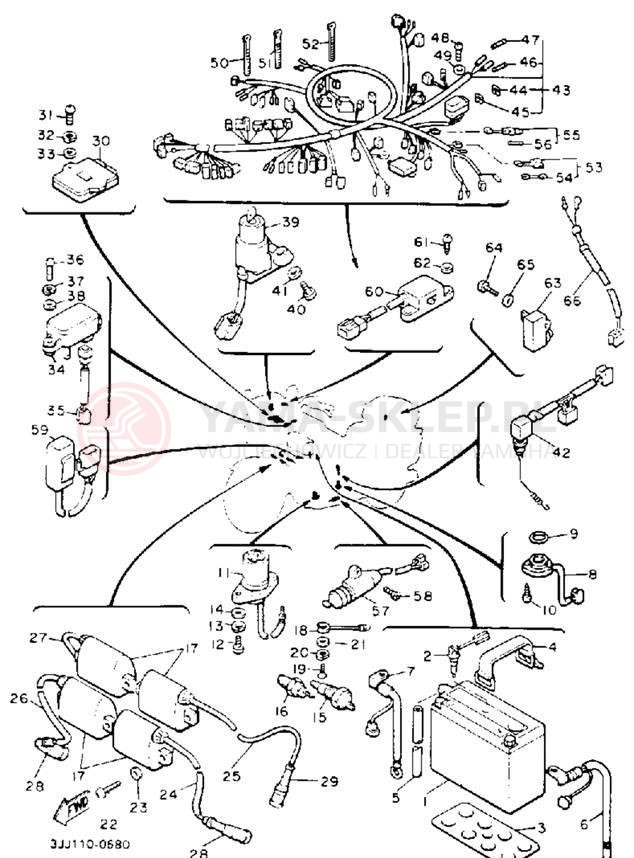 Schemat "układ elektryczny" do Yamaha XVZ13DD/XVZ13DDC