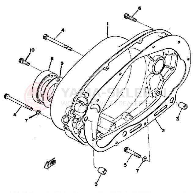 Schemat "Pokrywa silnika" do Yamaha TX650A