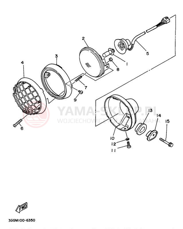 Schemat "Lampa przód" do Yamaha BANSHEE YFZ350K