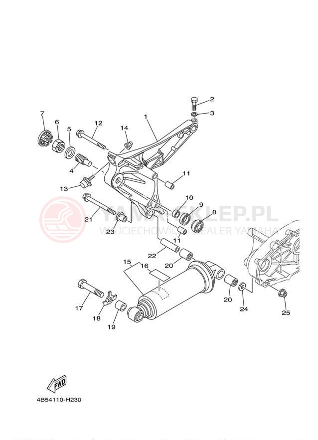 Schemat "wahacz, zawieszenie tył" do Yamaha TMAX XP500ZS