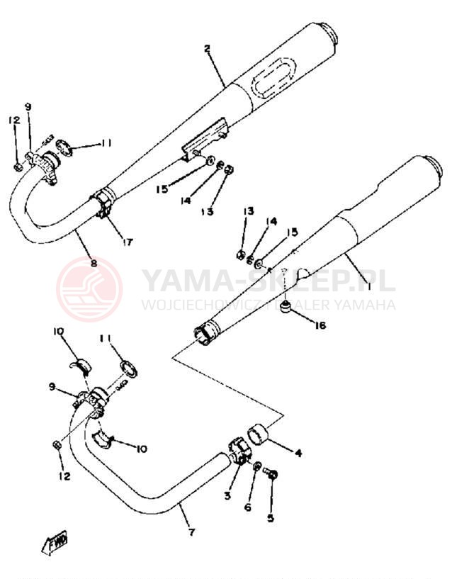 Schemat "Wydech końcowy" do Yamaha XS360C