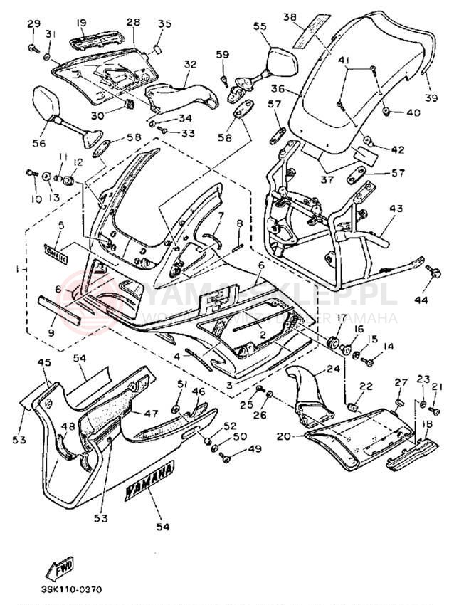 Schemat "elementy nadwozia" do Yamaha FJ1200A/FJ1200AC