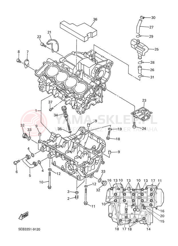 Schemat "Obudowa silnika" do Yamaha R6 YZFR6LC/YZFR6L