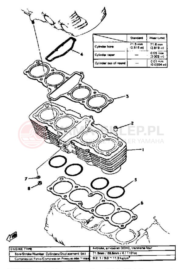 Schemat "cylinder" do Yamaha XS1100F