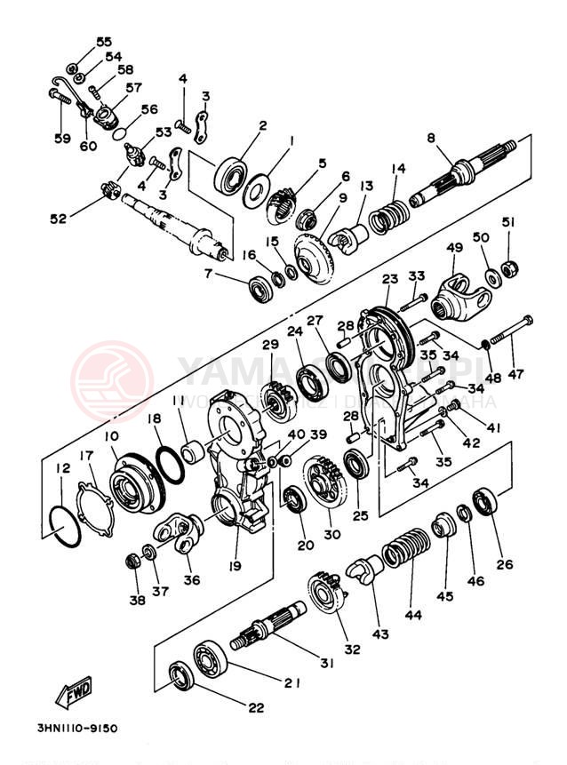 Schemat "Przeniesienie napędu" do Yamaha BIG BEAR 4WD YFM350FWJ