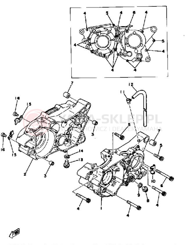 Schemat "Obudowa silnika" do Yamaha YZ400E
