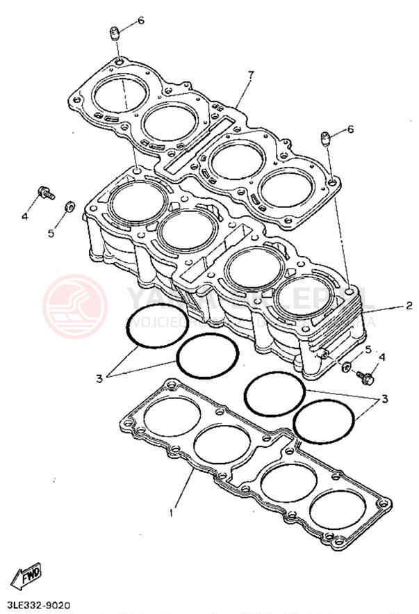 Schemat "cylinder" do Yamaha FZR1000FC/FZR1000F