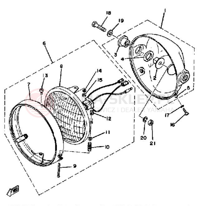 Schemat "Lampa przód" do Yamaha XS400F