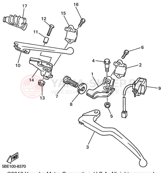 Schemat "Kierownica i osprzęt" do Yamaha YZ400FL