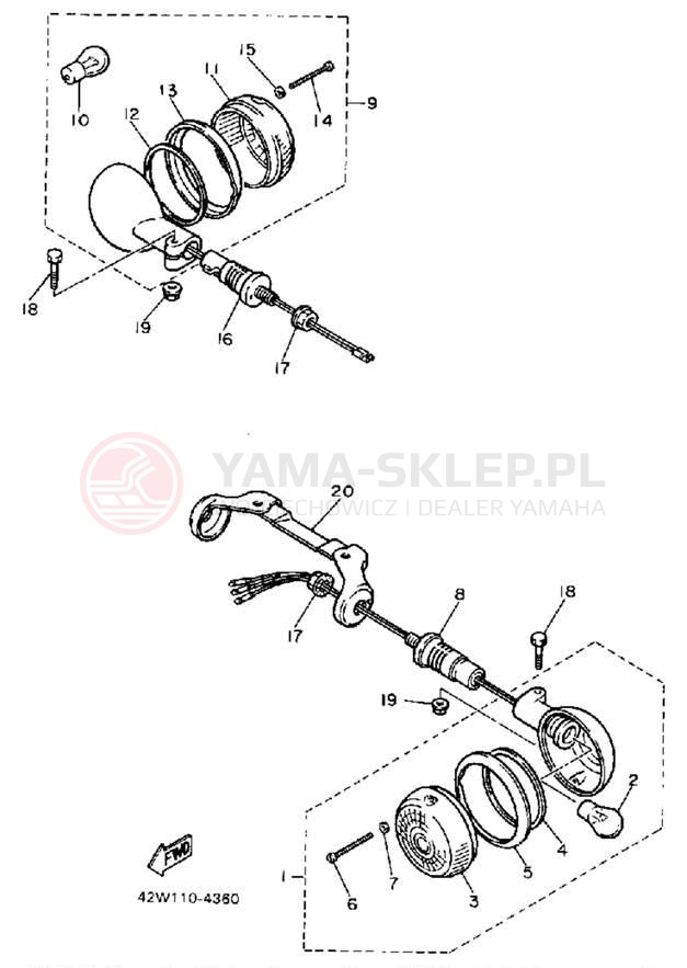 Schemat "kierunkowskazy" do Yamaha VIRAGO 700 XV700CSC/XV700CS